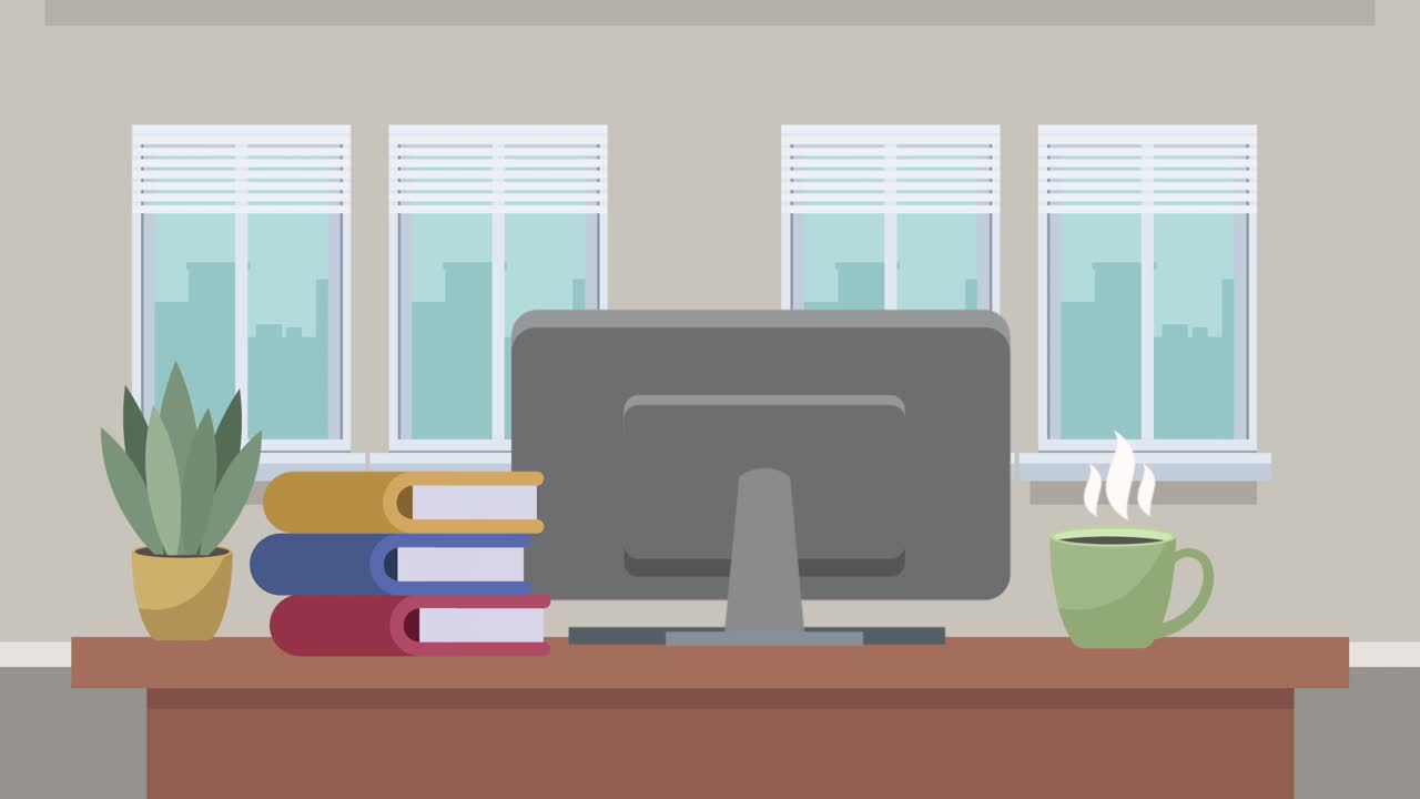 scena del posto di lavoro dell'ufficio con il desktop