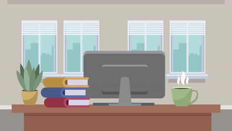 office workplace scene with desktop