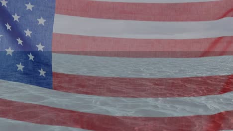 animation of waving american flag over seascape