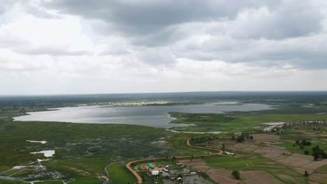 aerial view of wild nature daylight at kutkhao swamp in khonkaen, thailand