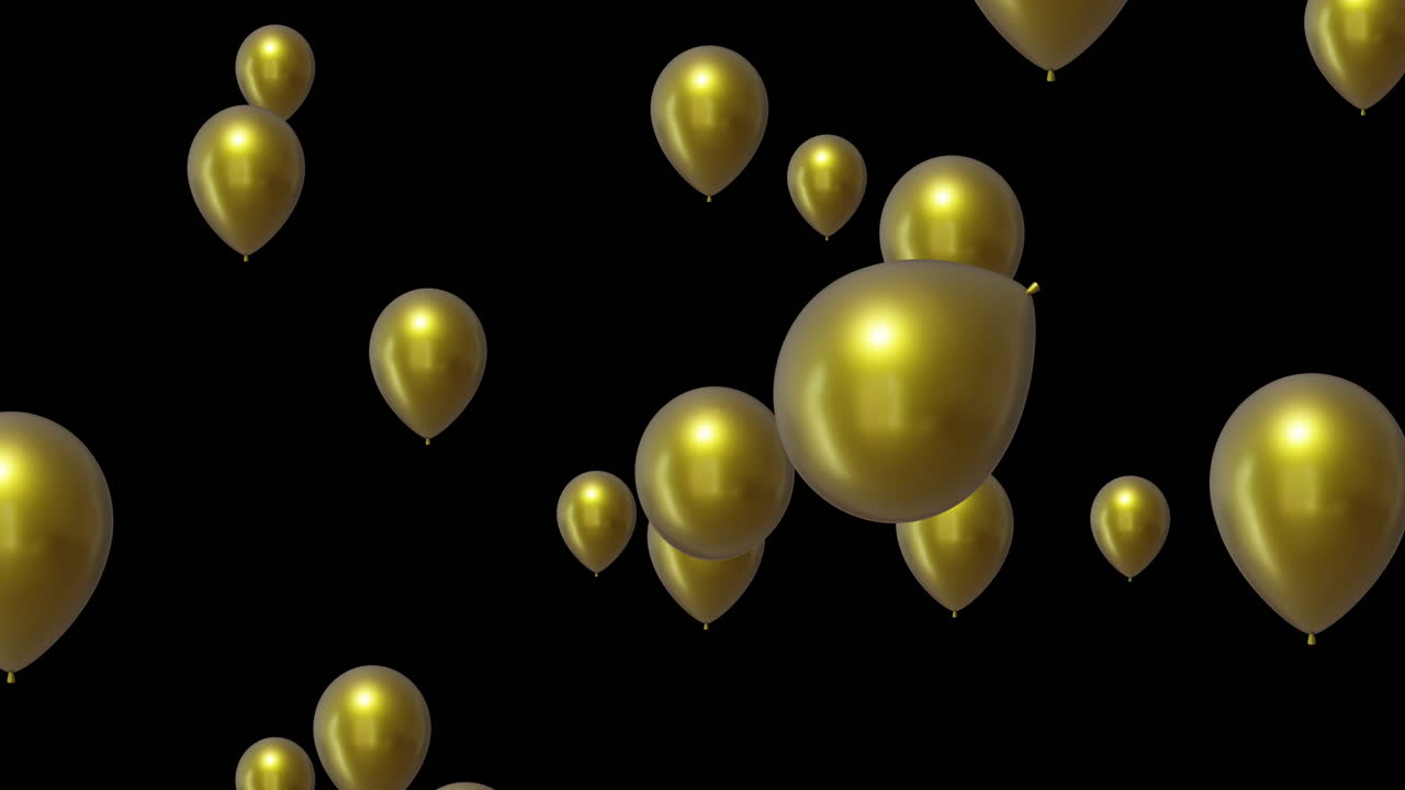 animación de globos de oro sobre un fondo negro