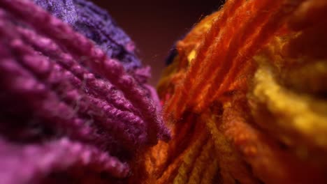 close-up view of colorful yarn textures