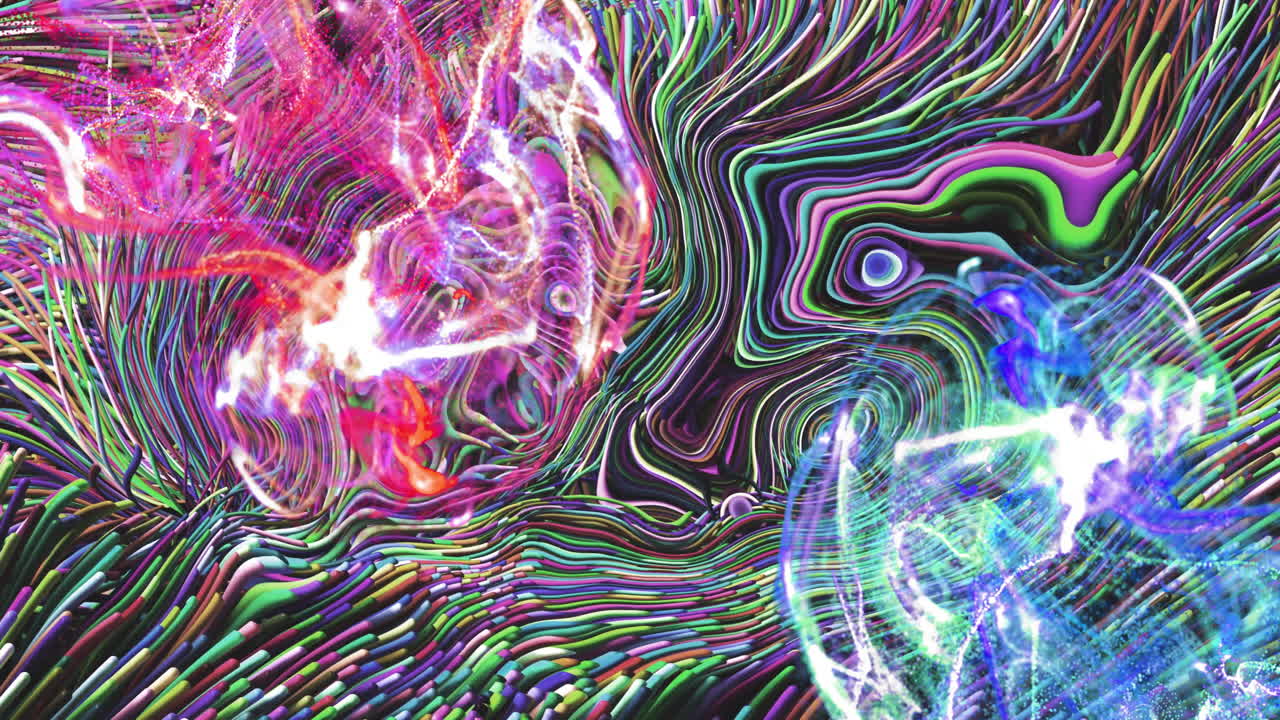 animación de formas coloridas que se mueven sobre un fondo negro