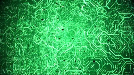 massive green circuitry grid rotating in cyberspace