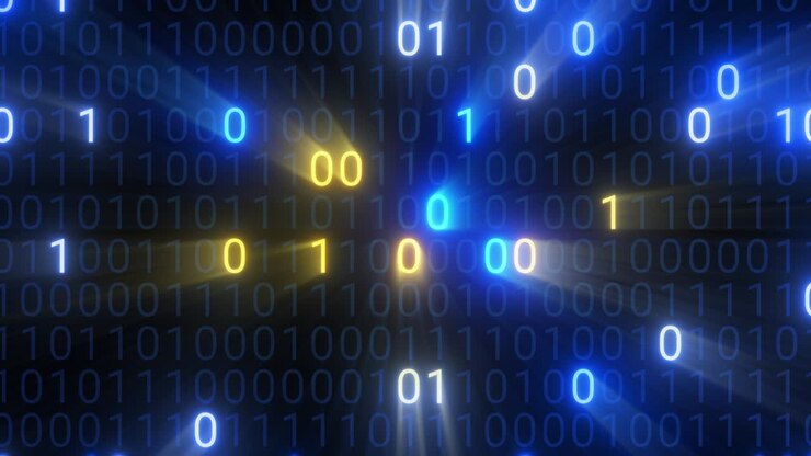 Big data cloud computing internet of things IOT AI network technology. Seamless loop 4K VJ background.