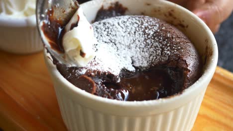 close-up of a chocolate lava cake