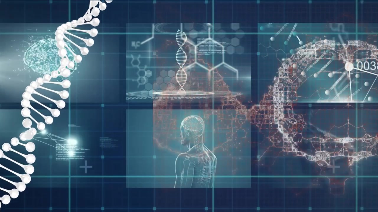 Animation of dna strand spinning and medical data processing