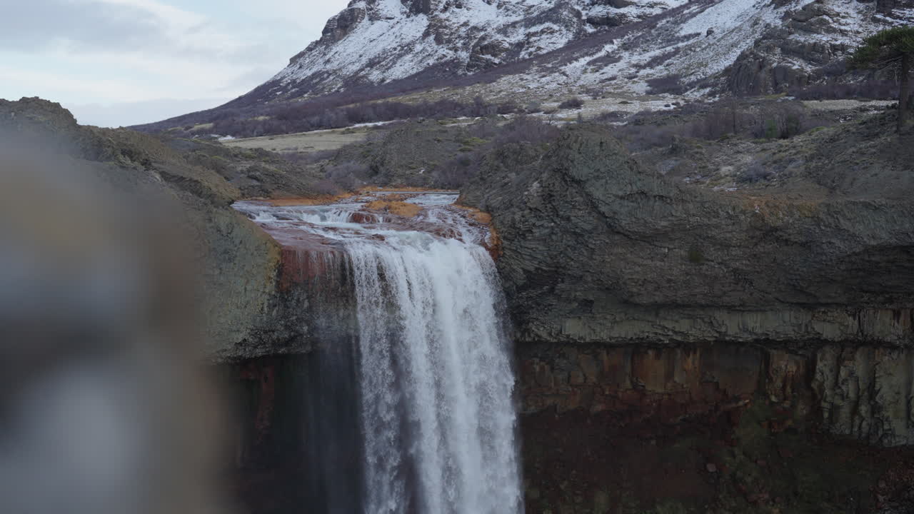 Soft-focus bokeh shot capturing the tranquil beauty of Salto del Agrio waterfall