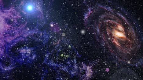 nube de nebulosa azul de 4k con una galaxia flotando en el universo