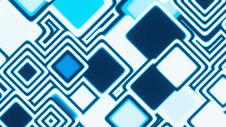 Pulsation of abstract squares in blue colors