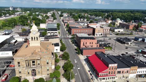 marion county courthouse and marion ohio downtown - aerial drone