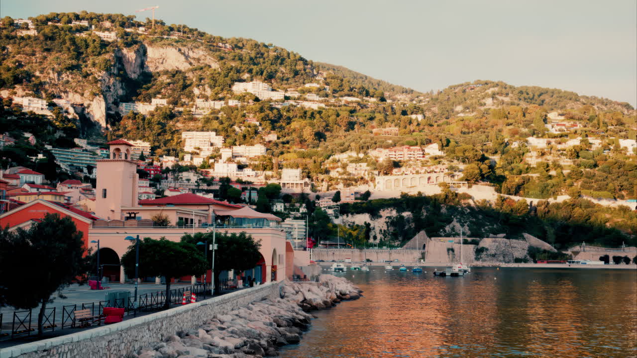 Villefranche sur Mer, France - December 10, 2024: Street view of a seaside town on the French Riviera in daylight