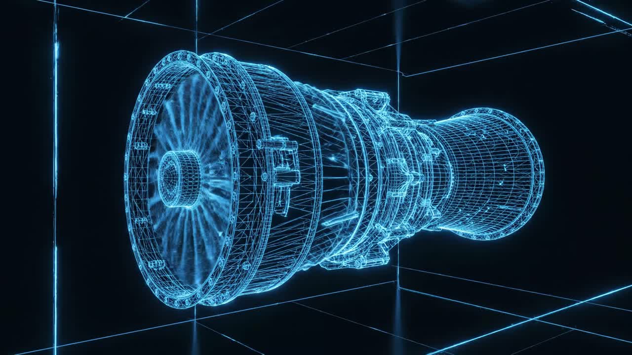3D Model of a Turbine Engine Blueprint