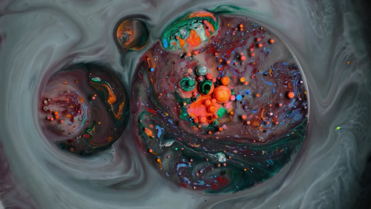 pintura colorida y burbujas fondo abstracto video 4k