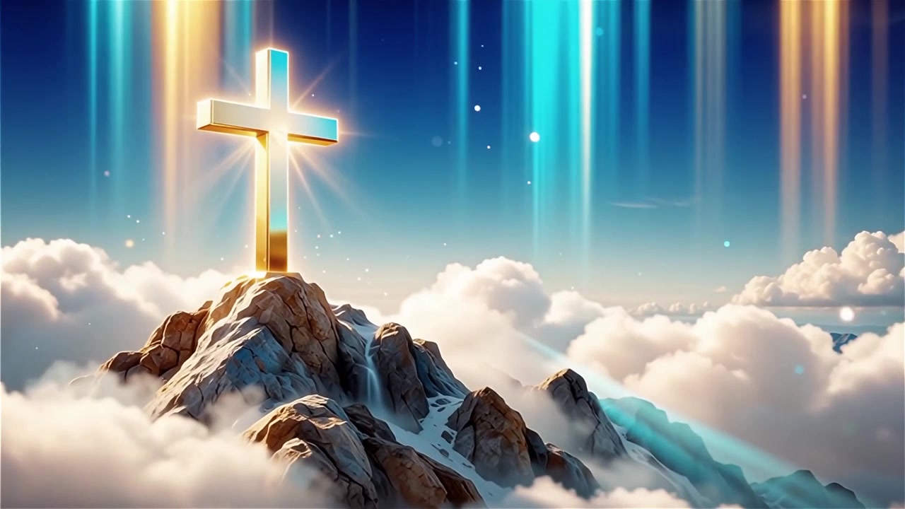 Christian Cross Heavenly Light Worship Background