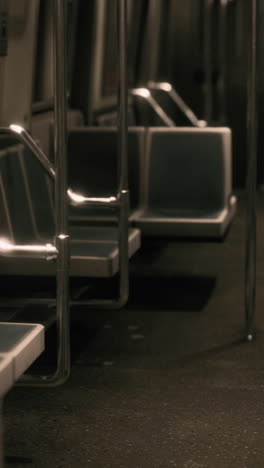 inside of new york subway empty car