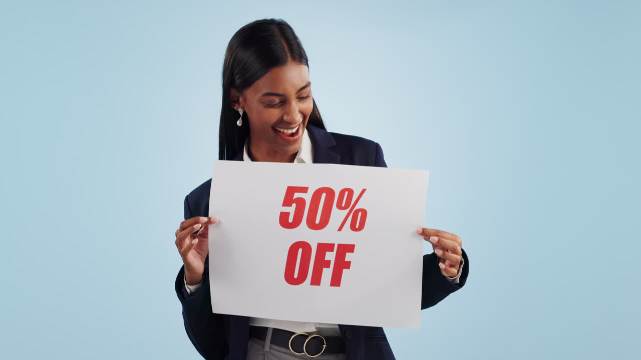 signo de precio de descuento, mujer