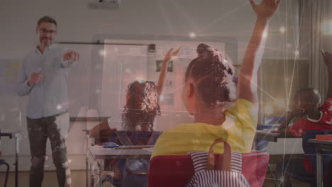 animación de la red de conexiones entre maestros caucásicos y estudiantes diversos