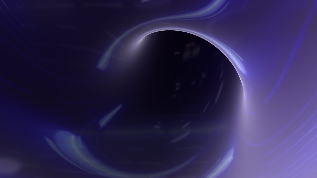 Futuristic travel along 3D Blue-purple liquified vortex data corridor abstract tunnel
