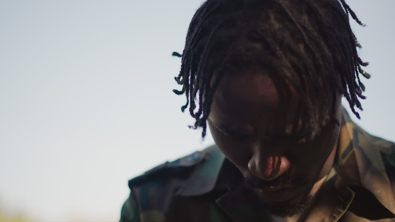 Soldier In Camouflage Feels Liberated, Man Dressed In Military Gear Embraces Outdoor Liberty, Person Clad In Camouflage Proudly Exhibits Expansive Feeling Of Outdoor Independence And Happiness