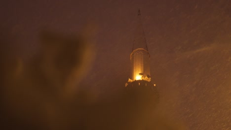 mosque view during snow