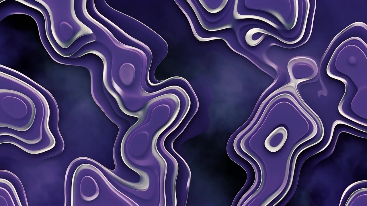 Animated Abstract Purple Liquid Contours with Silver Highlights