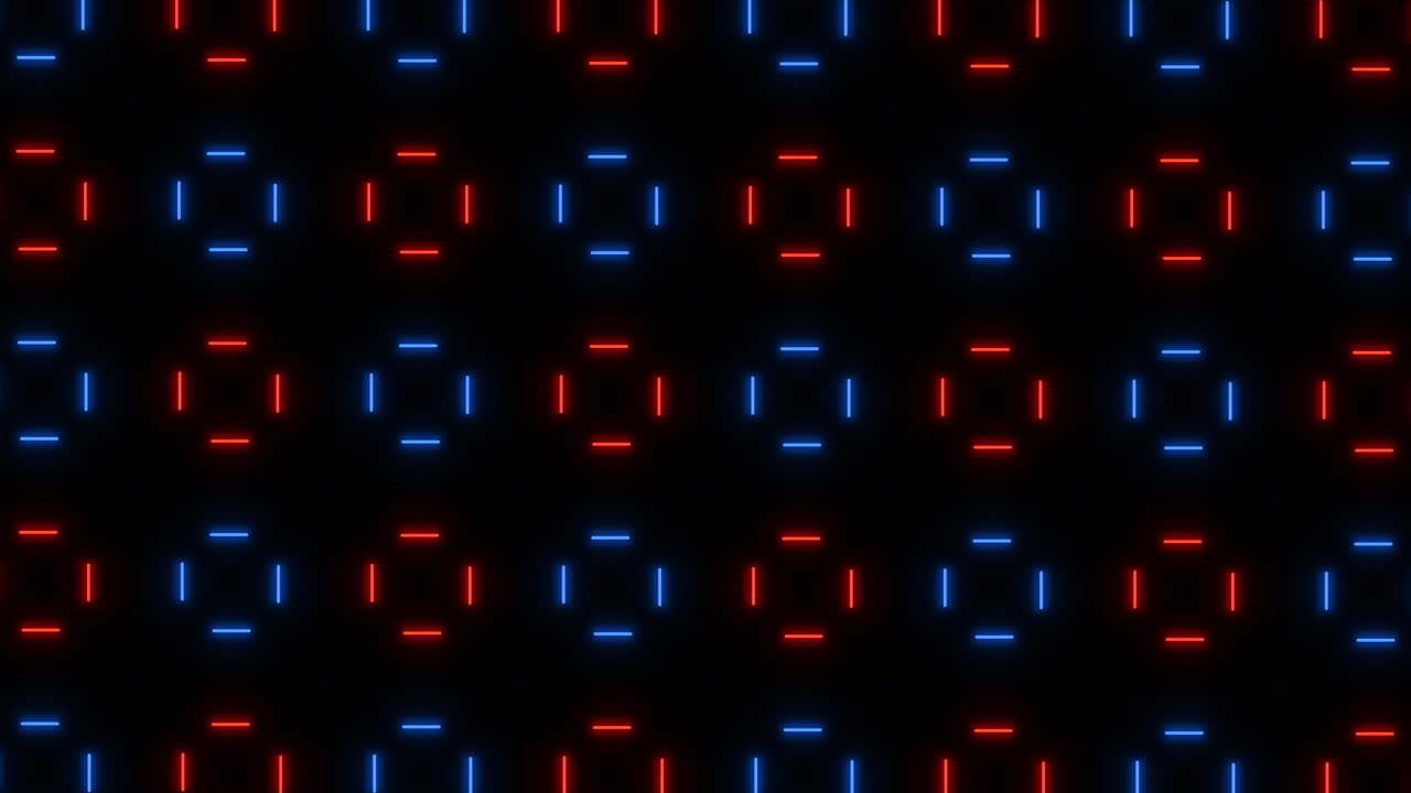 Symmetrical grid of blue and red zigzag lines