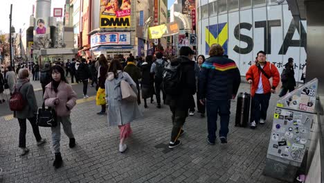 pedestrians navigating a busy tokyo intersection