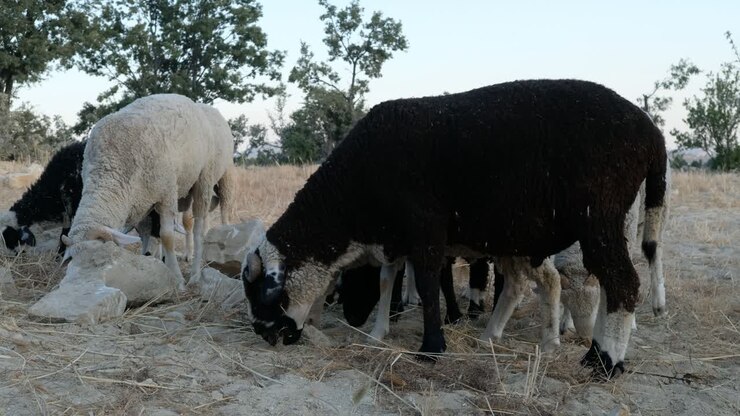 Pecore nel campo agricolo
