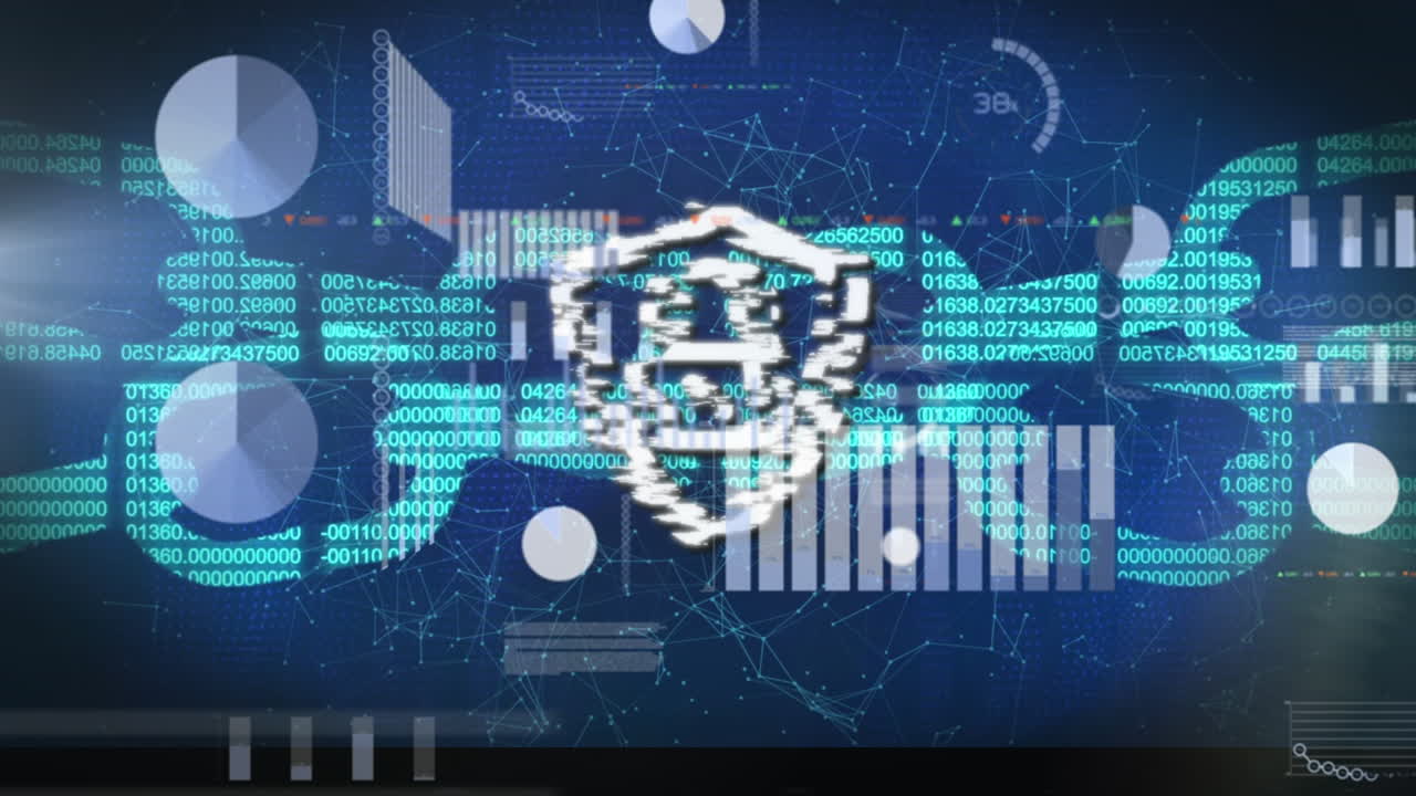 블록체인, 그래프 및 점을 통해 드에 잠금 패드의 애니메이션