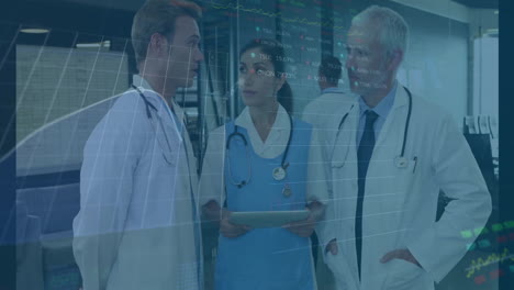 animación del procesamiento de datos financieros en diversos médicos en el hospital