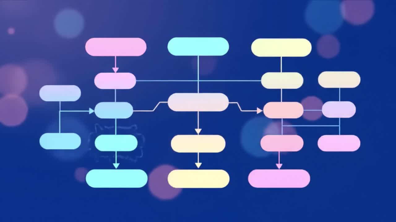 Colorful flowchart illustrates a decision-making process in project management. It showcases various steps and outcomes, emphasizing clarity and organization for effective planning.