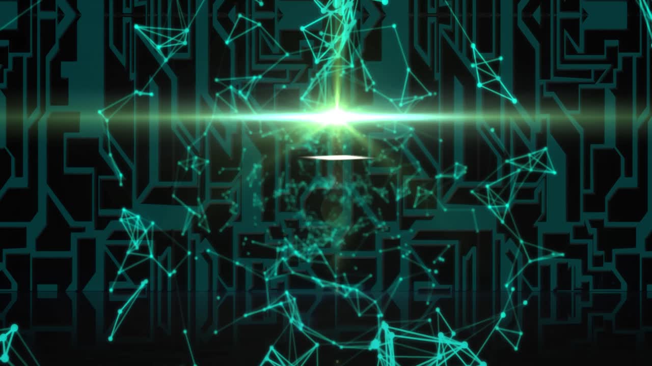 animación de redes de conexiones sobre el patrón verde