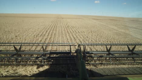 internal image of a harvester harvesting soybeans in mato grosso in the interior of brazil