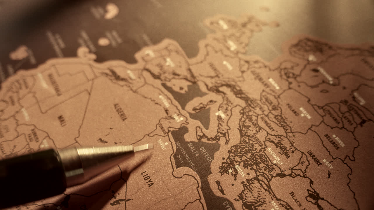 Detailed Map of Europe with Malta and Greece Highlighted