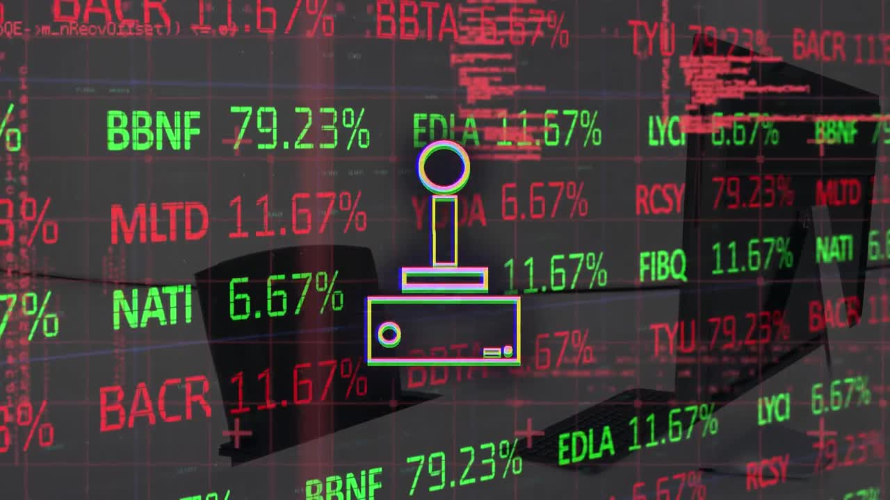 게임패드 아이콘 위의 데이터 처리 및 오피스의 애니메이션