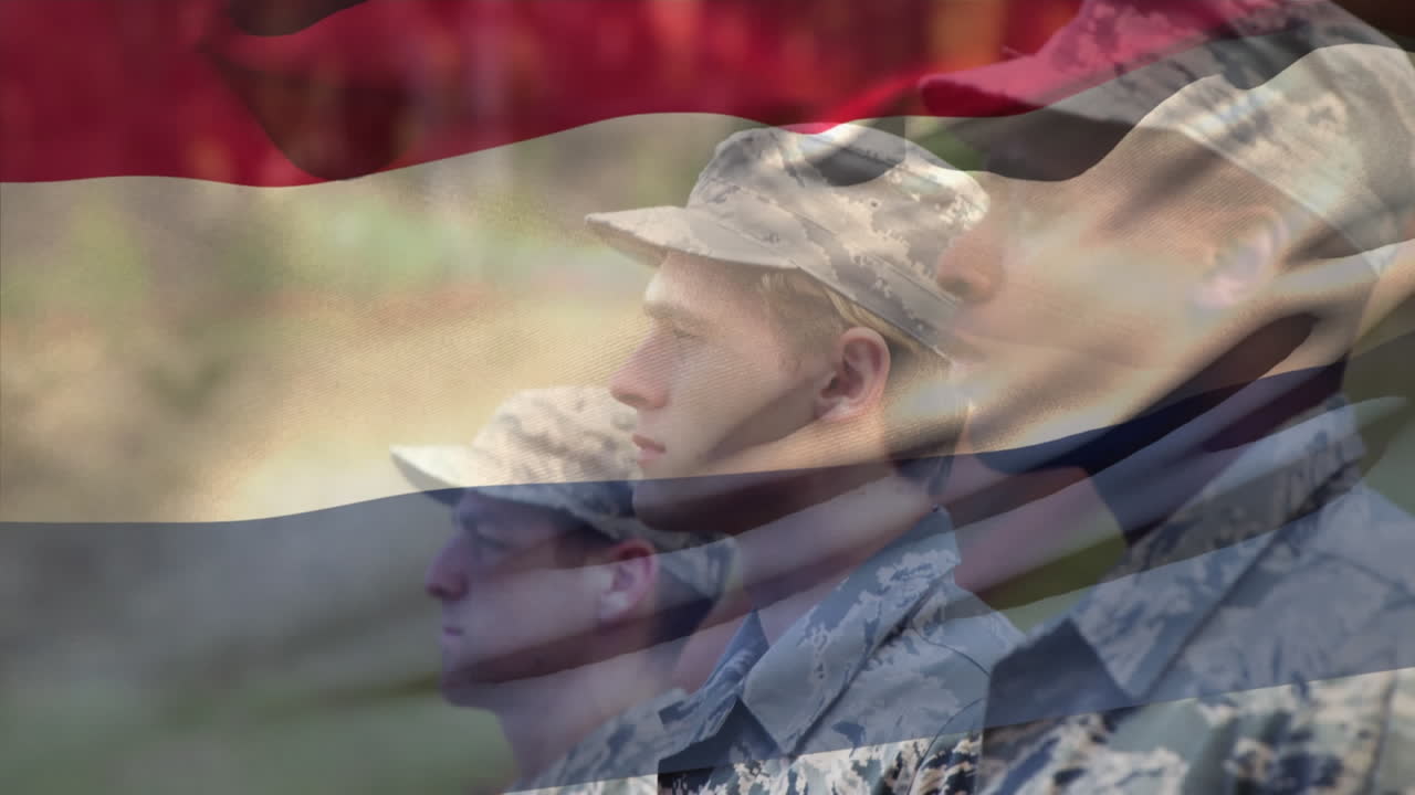 다양한 남성 군인 위에 네덜란드의  ⁇ 발의 애니메이션