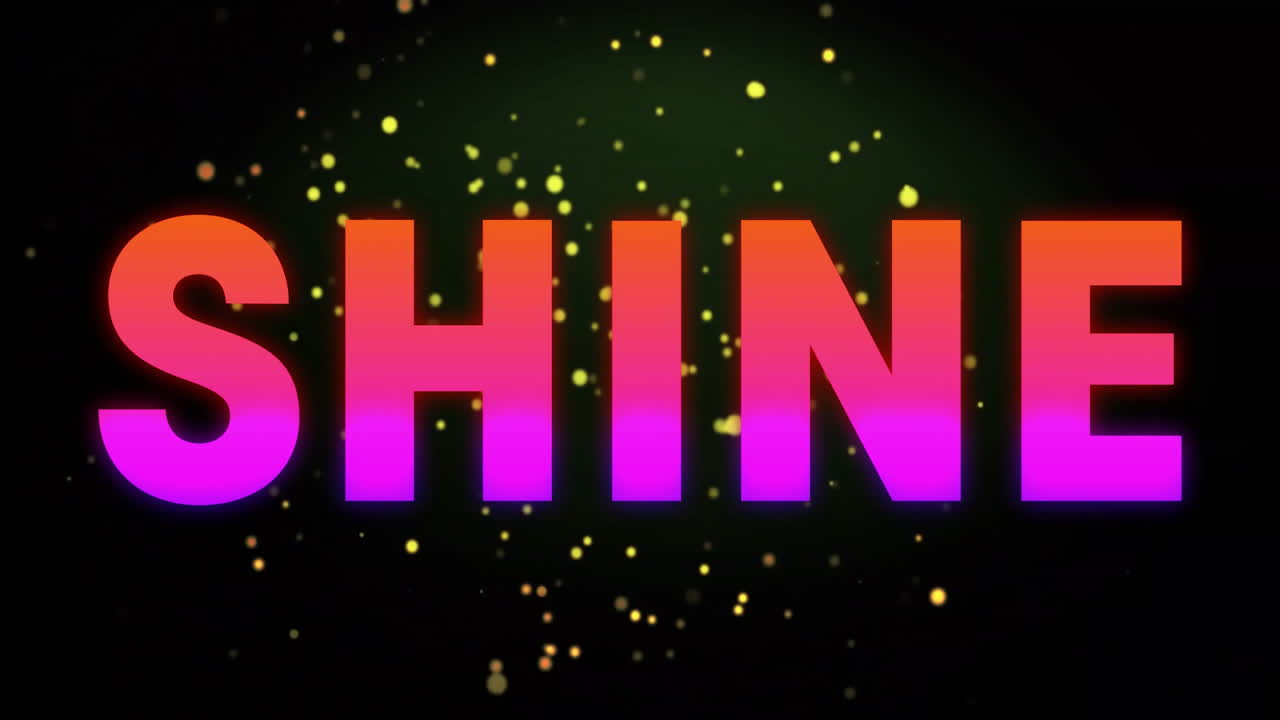 어두운 배경에 반이는 입자와 함께 빛나는 텍스트 애니메이션