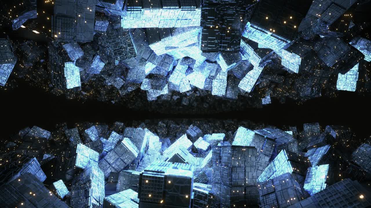 공상과학 미래주의 추상 우주선: 뮤직비디오와 라이브 공연을 소개하는 추상적인 vj 애니메이션