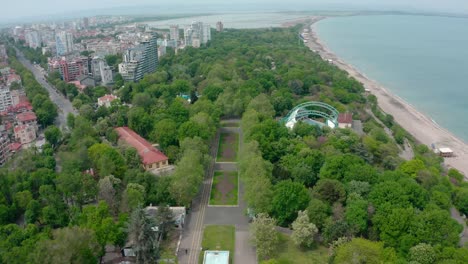 aerial view of burgas sea garden during the summer