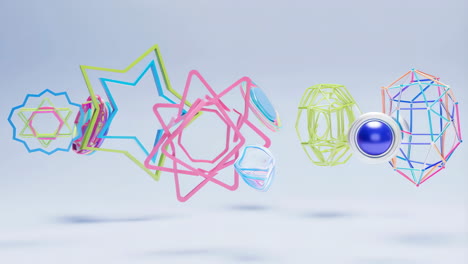vibrant 3d abstract geometric forms floating