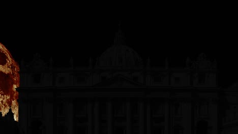 silhouettes of the saint peter with giant moon