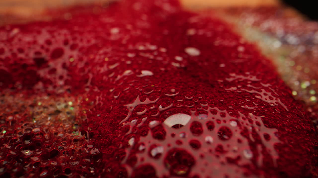 Red Glitter Liquid Bubbles