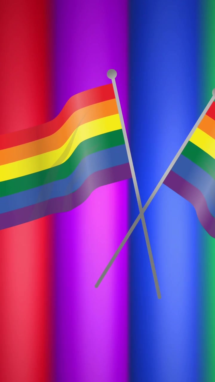 Animation of rainbow flags and stripes and colours moving on seamless loop