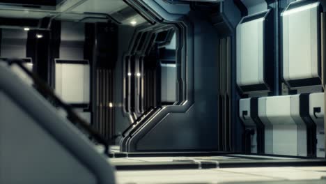 El interior de una nave espacial futurista de ciencia ficción