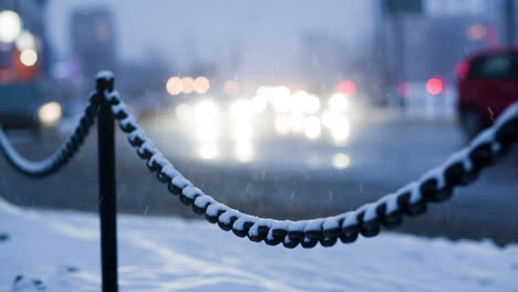 city traffic on a winter evening