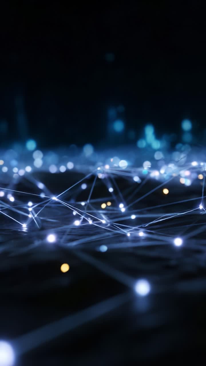 Illuminated Network of Light Particles and Connecting Lines in a Futuristic Digital Space Creating a Stunning Abstract Visual Experience of Technology and Communication