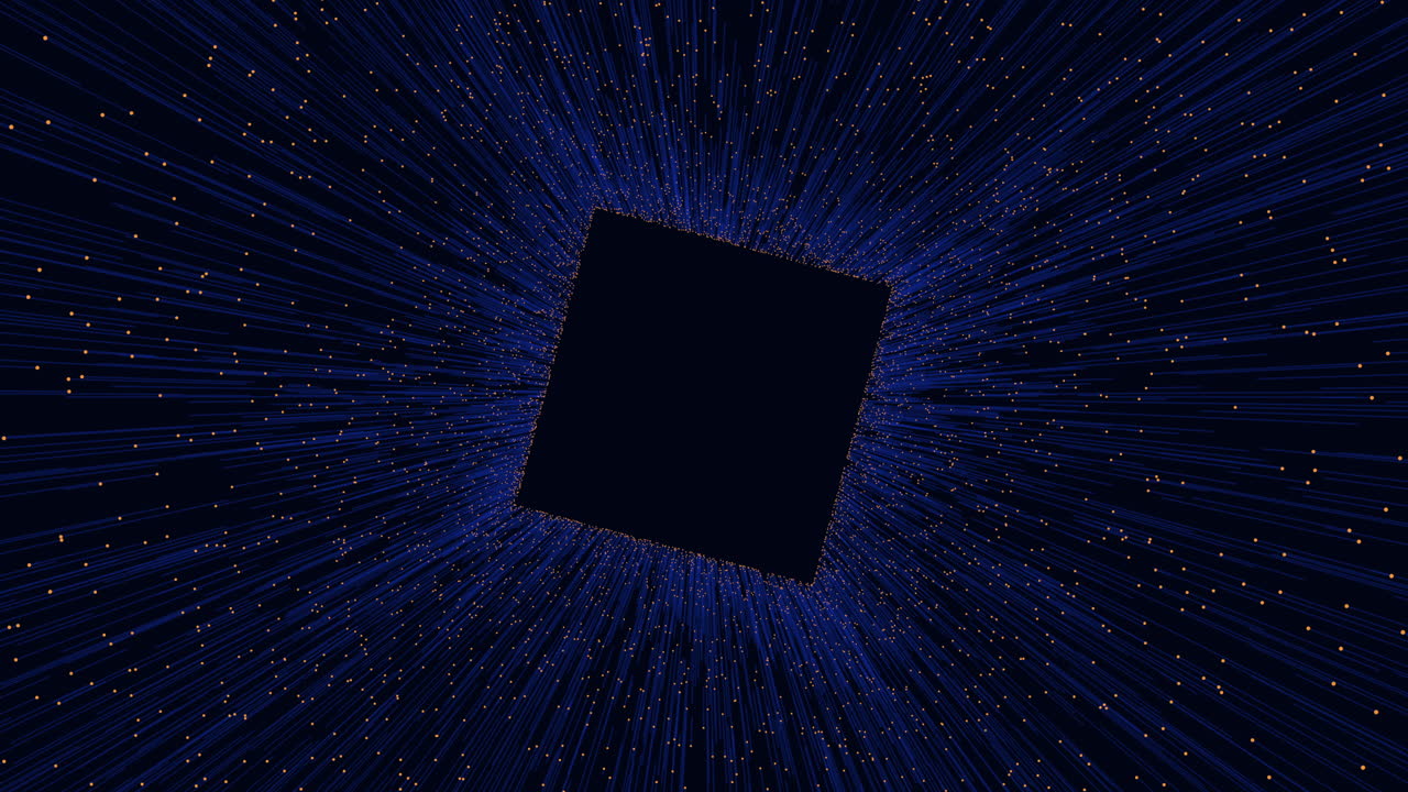 Converging white lines create dynamic depth in black square