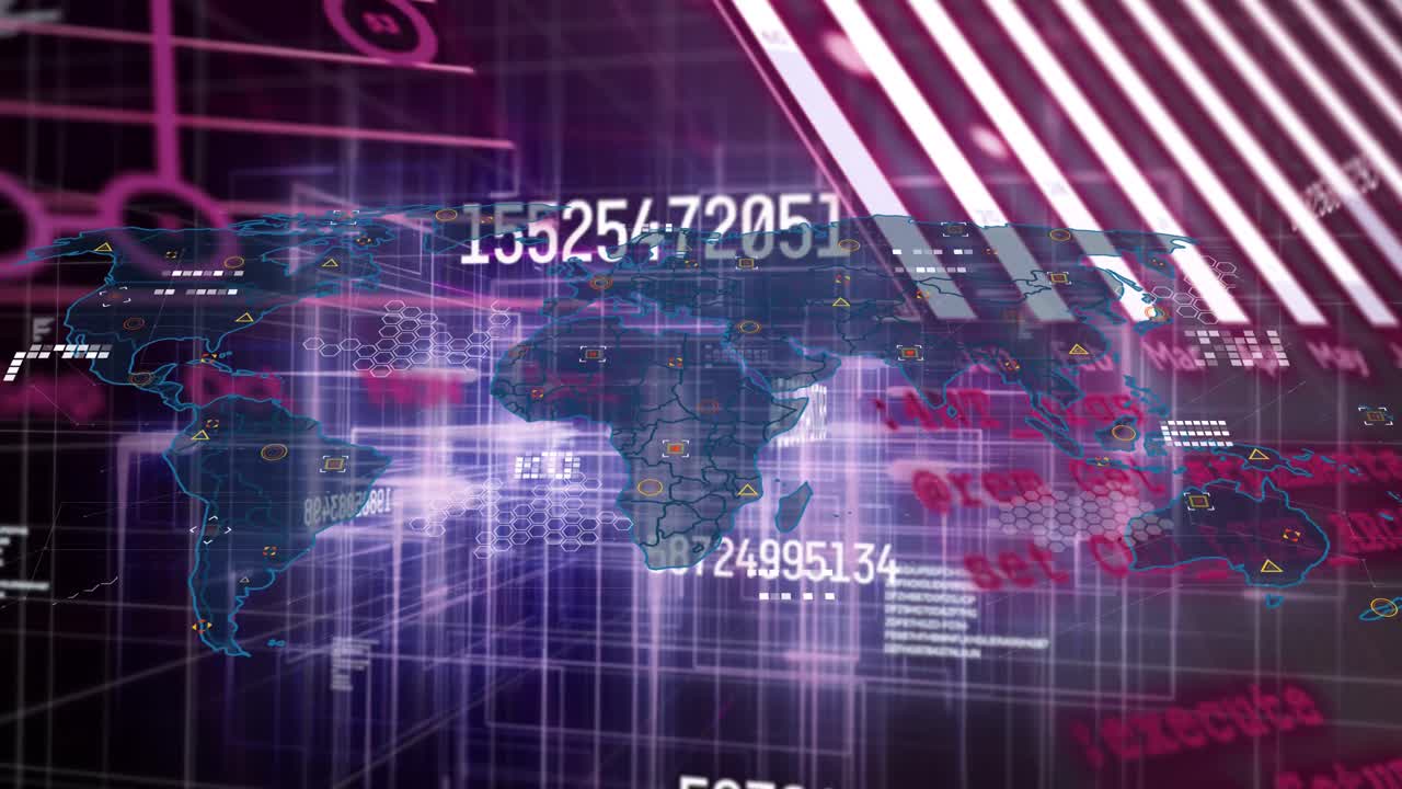 검은색 배경 위의 데이터 처리 애니메이션