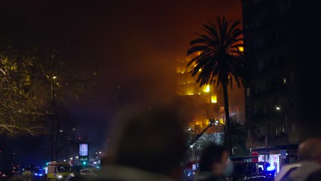 building fire at night